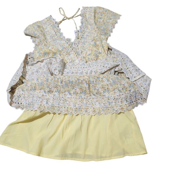 American Eagle Dress Size XS Lined Embroidered Short Sleeve - Picture 8 of 11